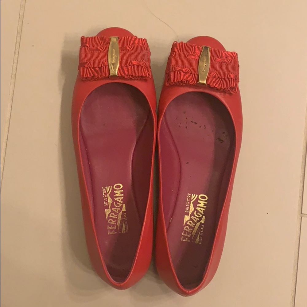 Ferragamo ruffle bow flat